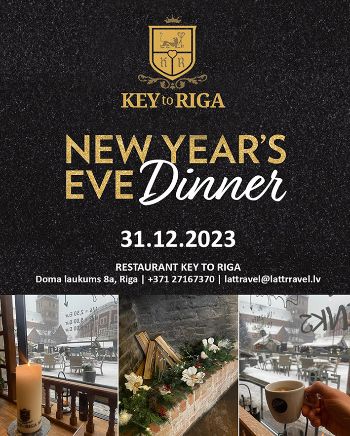 Jaungada svētku vakariņas Vecrīgā restorānā Key to Riga