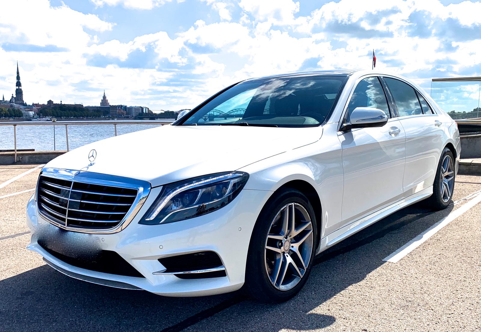Rent a car with driver Mercedes-Benz W222 S-class Long 2016 white - Riga